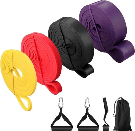 Cinture di Fitness Elastiche con Fissaggio e Maniglie - Bende di Resistenza per Uomini e Donne - Allenamento Calisthenics Yoga