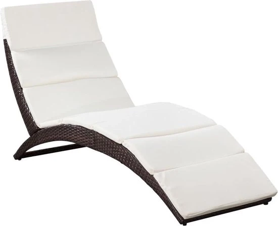 Ligbed con cuscino pieghevole, colore rattan marrone, resistente all'UV e al tempo, lettino da sole.