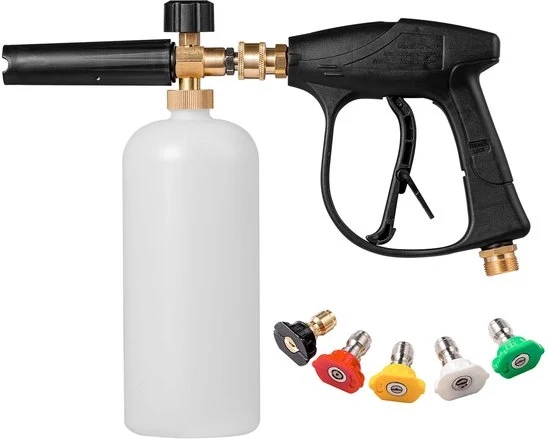 Spruzzatore di schiuma - Pistola schiuma - Auto - Spruzzatore di schiuma - Pistola schiuma ad alta pressione - Pistola a grilletta corta - Pulitore ad alta pressione