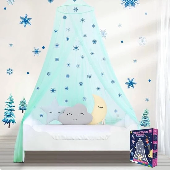 Letto a due posti con illuminazione stellare per bambine - materiale polyester - ideale per lettino da viaggio, letto per bambini, materasso - facile da montare, esterno/interno, tenda da campeggio