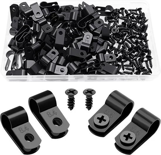 Cinghia in Nylon R-Type per cavi - Gestione dei cavi - 100 pezzi - Nero - 8.4mm