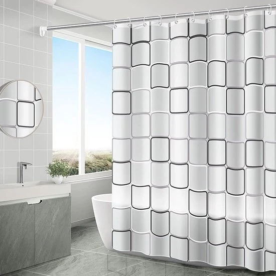 Douchegordino antisfegmante impermeabile, 180 x 200 cm, lavabile, poliestere antibatterico, tenda doccia con 12 anelli di fissaggio, tenda doccia trasparente (bianca)