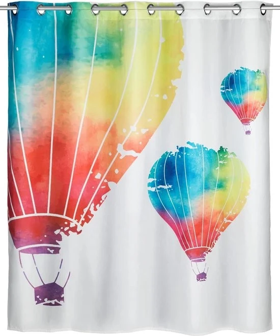 Douchegordino antischimmetico, tenda a pallone, tenda di tessuto con effetto antischimmetico, grandi anelli integrati per fissaggio alla maniglia del box, lavabile, impermeabile, 180 x 200 cm - Tenda a pallone