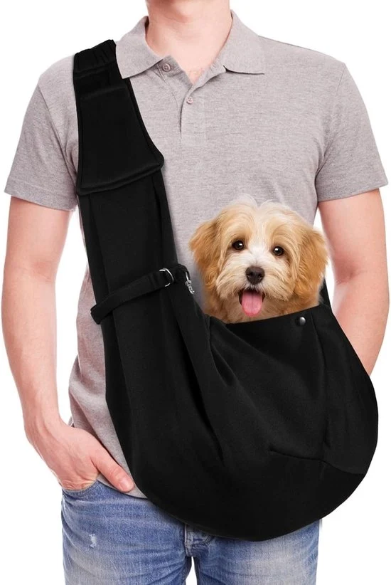Borsa per animali da trasporto con respirazione, senza mani, nera