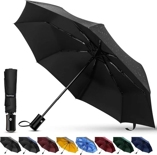 Paraplu classico impermeabile - Automatico, compattabile e ripiegabile - Nero