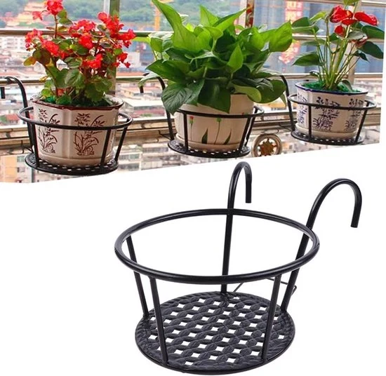 Sostegno di fioriera per balcone - ideale per ringhiera - 2 pezzi - verde - metallo