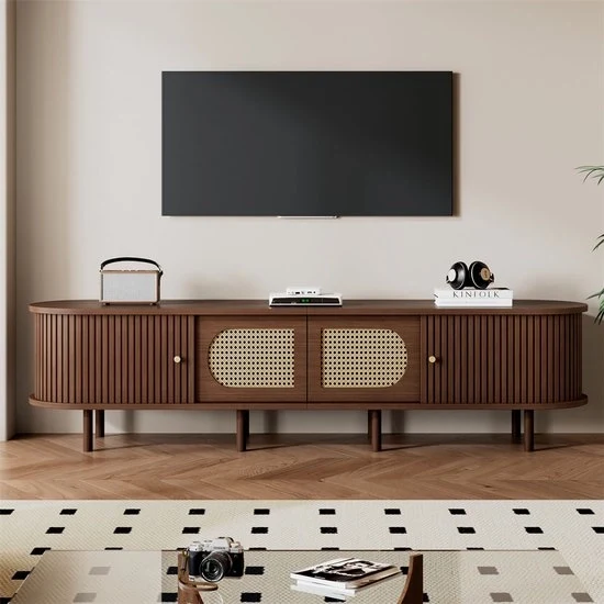 Mobile per TV - Pannello in Vetroresina - Nero - Ovale - 180x40x40cm