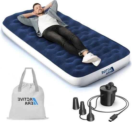 Airbed per Campeggio con Pomp USB Ricaricabile - Matrimoniale per Campeggio Viaggio Borsa Portatile Pomp Portatile con Cavo USB e Pomp a Pedale - 99 x 203 x 22cm