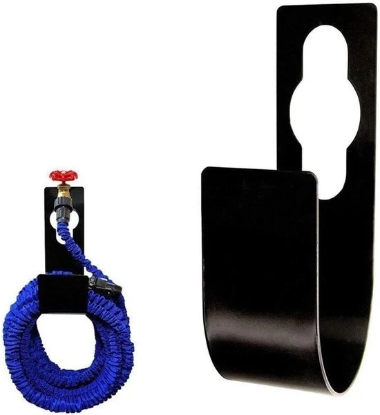Supporto per tubo da giardino - Supporto per tubi in acciaio inossidabile con U-haak - Soluzione di stoccaggio per tubi neri