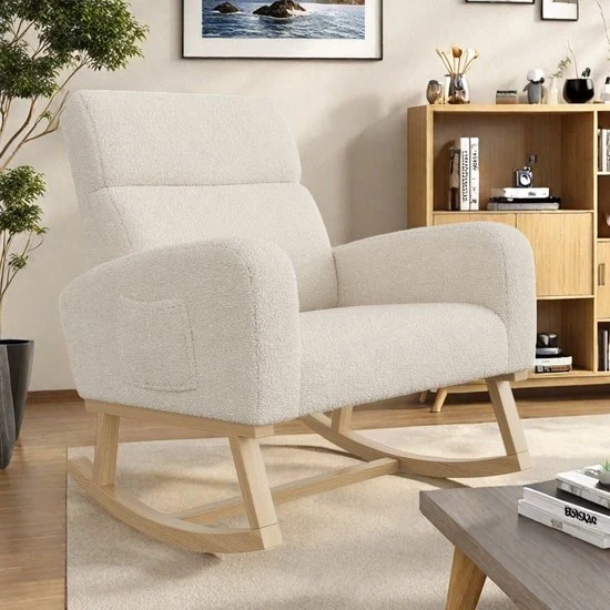 Sedia oscillante - Fleece - Cassetto di stoccaggio - Unico - Beige
