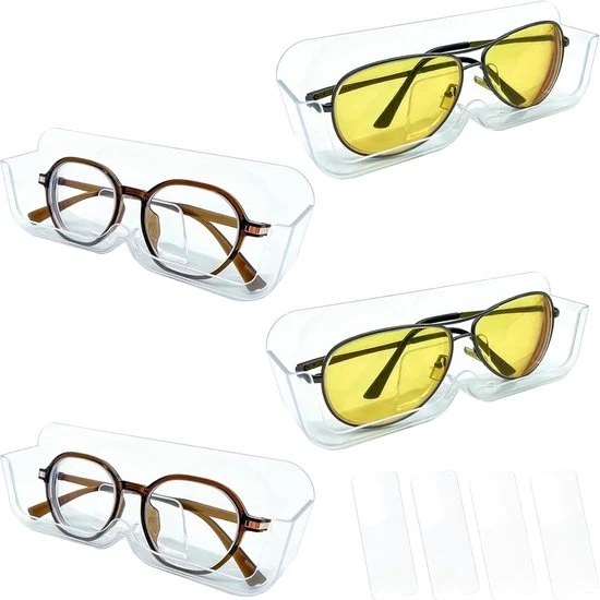 Organizzatore per Occhiali da Sole con Supporto a Parete - Elegantemente Disegnato e Funzionale - Set da 4 - Translucido - Plastica Resistente