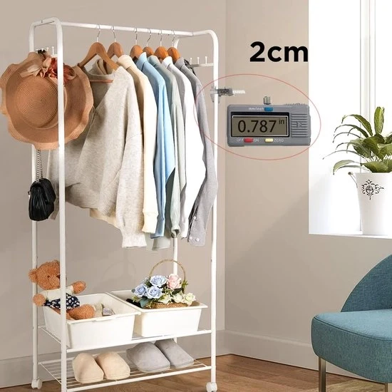 Stand per assecco per abbigliamento - Fissato con ruote - Colore bianco - 70x36x152cm