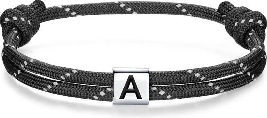 Bracciale di Paracord con Iniziali - Argento 925 - Corda Nautica - Accessori per Surfer - Regali di Amicizia