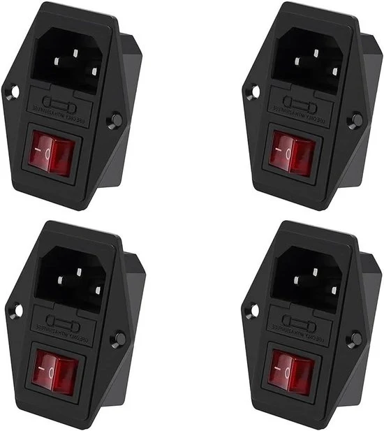 4 pezzi 10A IEC320 C14 modulo di ingresso 3-in-1 3-pole con interruttore e 10A fusibile e lampada