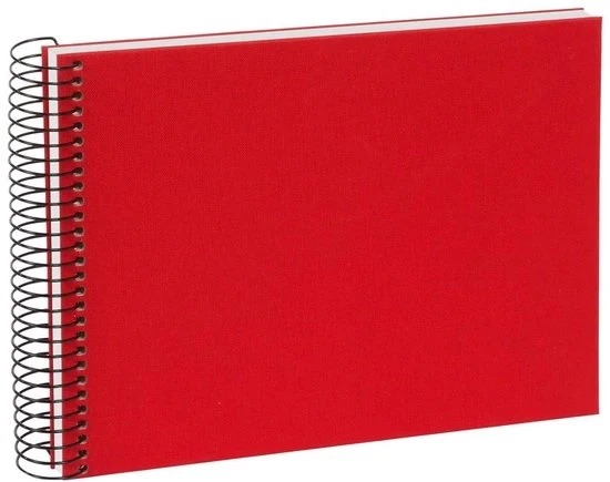 Album fotografico a spirale - 40 pagine - rosso - copertina in lino - 24 x 17 cm