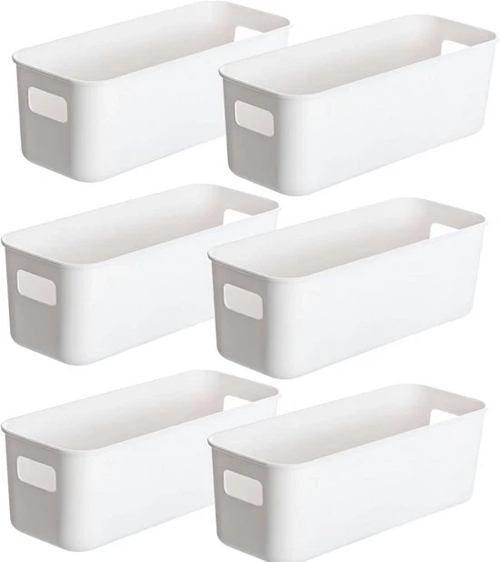 Set di contenitori di plastica da 6 contenitori con maniglie per la cucina e la cabina da bagno organizzatori