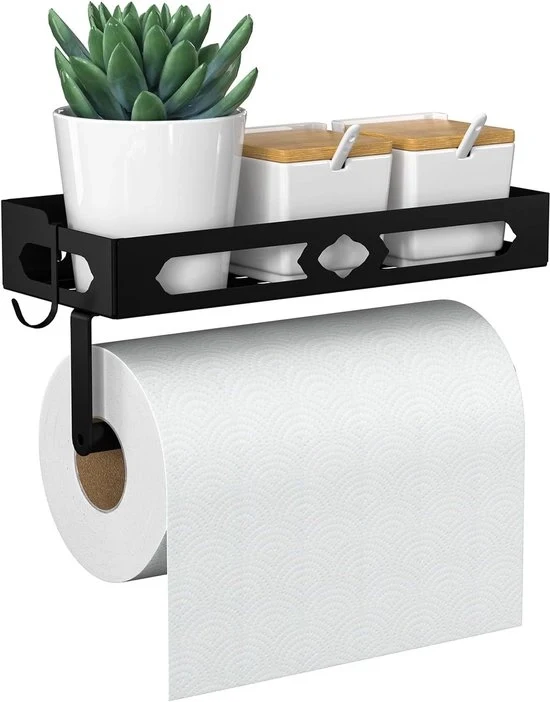 Organizzatore di spezie con supporto da cucina - fissaggio al muro - organizzatore di spezie - 1 pezzo - nero - con ganci