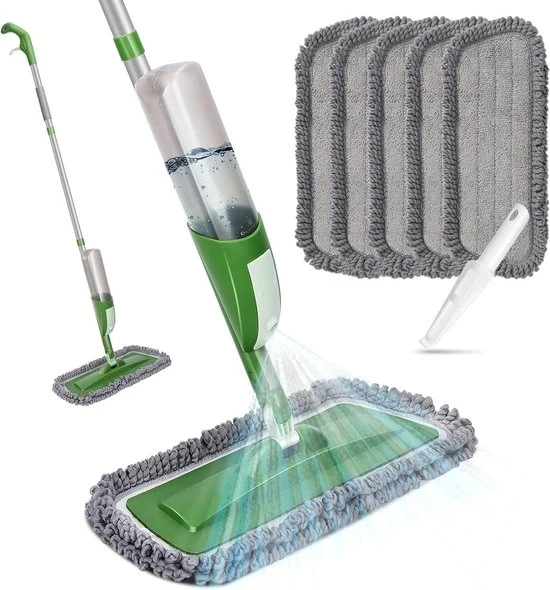 Aspiratore di pavimento con funzione di aspersore - pulizia rapida di pavimenti duri - 550 ml di serbatoio d'acqua - inclusi 5 pannelli di spazzolatura