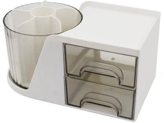 Organizzatore da tavolo rotativo 360° - accessorio multifunzionale - 2 ripiani