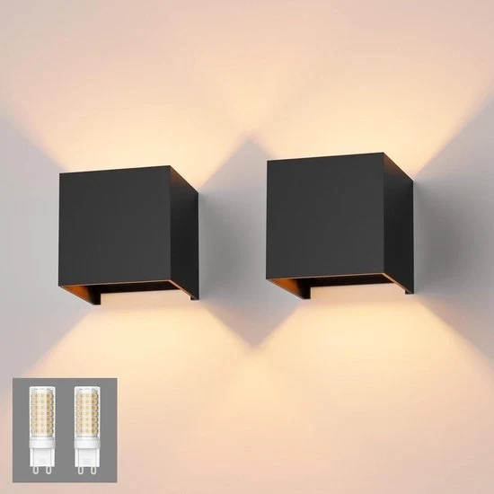Lampada da parete LED a led a incasso per interno ed esterno - lampada a led G9 sostituibile - IP54 - 3000 K - bianco abbagliante - nero Illuminazione esterna