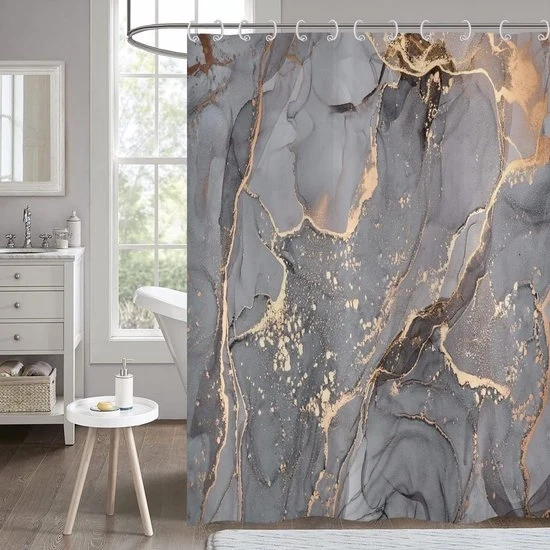 Douchegordijn in marmo grigio - impermeabile - 180 x 200 cm