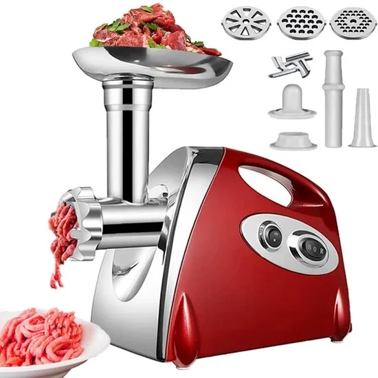 Molinello Elettrico da Carne - 2800W - Acciaio Inossidabile - Multifunzionale - 8 Parti