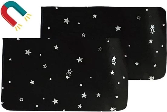 Autogordijn zonwering per bambino magnetico - autorimessa oscuramento UV protezione bambini stella nera 2 pezzi schermo solare per auto bambino