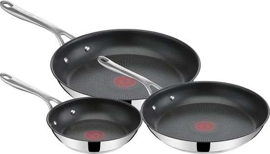 Set di pentole in acciaio inossidabile 3 pentole con sigillo di titanio e termosensore, antiaderente, profonda forma, facile da pulire, diametri 20/24/28 cm