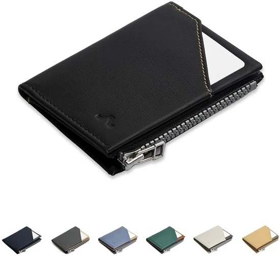 Portafoglio uomo sottile con protezione RFID - Design in pelle compatta - Nero