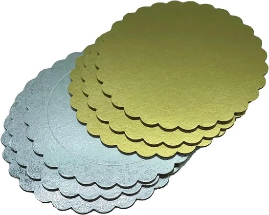 Set di piatti da torta - oro e argento - 3 mm di carta cartonata
