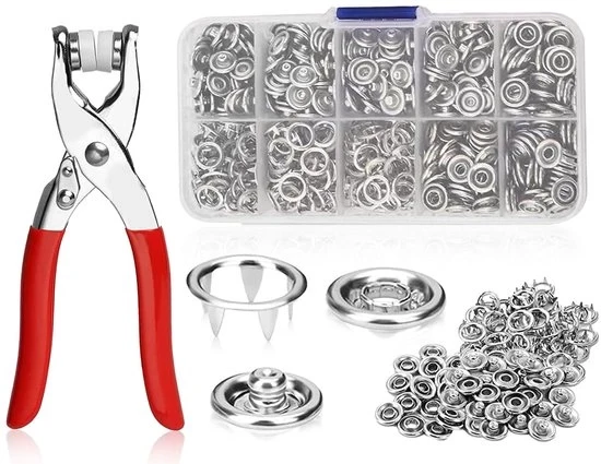 Set di Viti a Pressione 100 Pezzi - Viti a Pressione in Metallo 9,5 mm - Viti a Pressione con Lame - Viti a Pressione per Fai da Te - Borse per Abbigliamento - Inclusa Scatola - Viti a Pressione