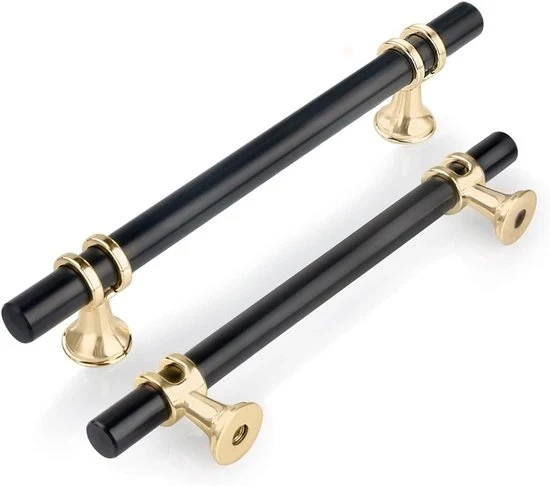 Bar per Tavolo da Cucina - 6 Pezzi - Nero con Base d'Oro - Acciaio Inox