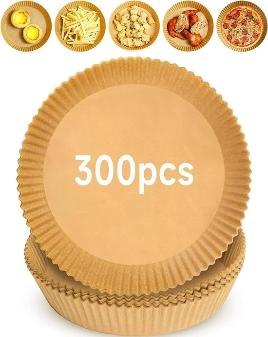 300 pezzi di carta per frittura ad aria per doppia ventilazione, carta per frittura ad aria 16cm, carta per frittura ad aria, carta per contenitori per frittura ad aria per forno a microonde e pentola a vapore.