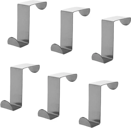 Haken per Porta in Acciaio Inossidabile - 6 Stuks - Organizzatore per Porta con Haken a Z