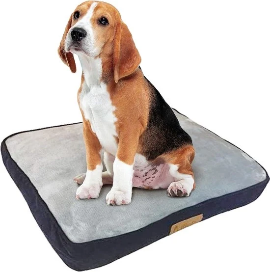 Mangiafuoco XL per recinti cani da 42" - Comfortevole e stile - 1 pezzo - Corduroy blu/ Pelliccia artificiale grigia