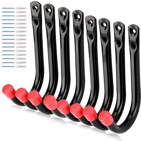 Set di 8 ganci per garage - Soluzione di stoccaggio per attrezzi da giardino - Set di 8 - Metallo