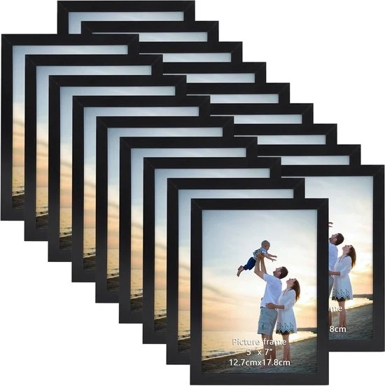 Fotolijst 13x18 cm - Set di 18 - Nero - Adatto per parete e tavolo