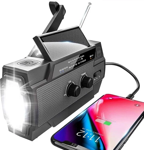 Radio a Energia Solare Opwindabile - Radio Opwindabile - Radio Opwindabile a Batteria Solare - Porta Carica a Energia Solare
