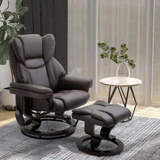 Fauteuil per massaggi - Marrone - PU - Regolabile elettricamente - Pedana per i piedi