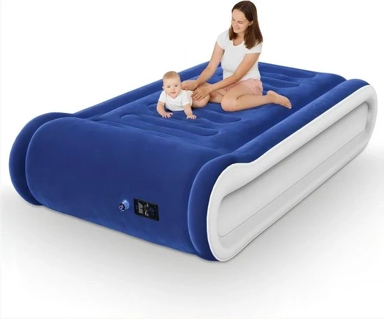 Airbed con pompa integrata per 1 persona - autoinflante - trasportabile - airbed con cuscino - pompa elettrica - viaggi di campeggio - uso interno Airbed con pompa integrata