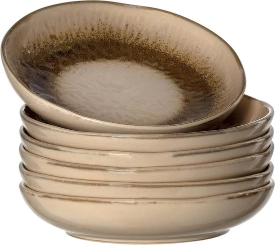 Set di 6 piatti ceramici beige - HOME 018536 MATERA Set di piatti