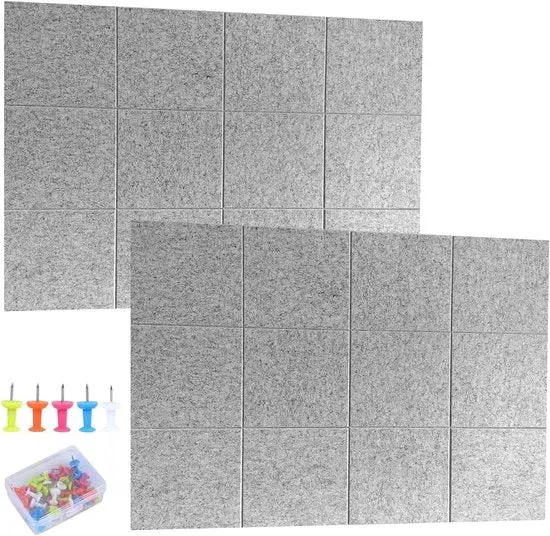 Veloce adesivo per bacheca - Autoadesivo - 24 pezzi - Grigio - 30x30 cm