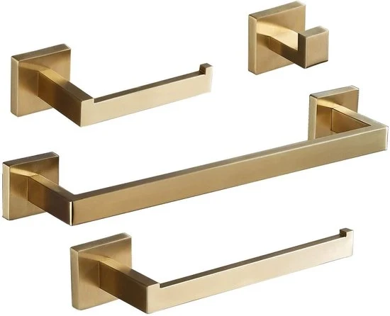 Set di asciugamani per la parete - 4 pezzi - Finitura laccata oro - Acciaio inossidabile