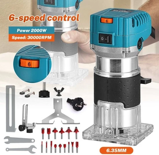 Trimmer a filo elettrico - 6,35 mm - 6 canali - Trimmer per legno - Macchina per gravatura