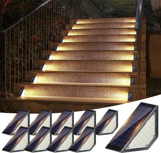 Set di Lampade Solari per Giardino da 10 – Illuminazione LED per Vialetti, Giardino, Terrazza, Recinzione e Scale – IP65 Resistenti all'Acqua – Efficaci nell'Uso dell'Energia per Esterni – Illuminazione Solare per Giardino con LED