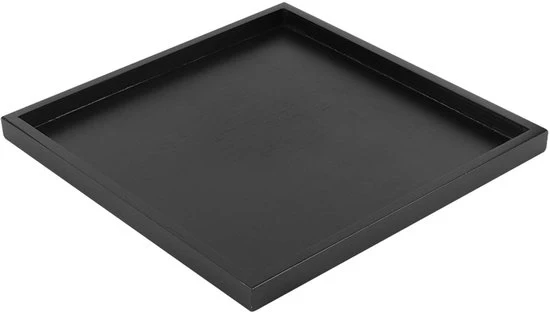 Piatto di Servizio Quadrato in Legno Antiscivolo - Nero - Carrello per Cibo - Dimensioni 30x30x2cm