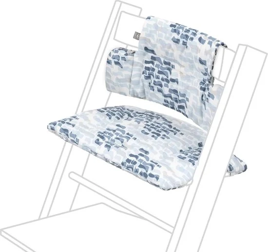 Cuscino Classico Waves Blu per Sedia Tripp Trapp - Sostegno e comfort - Lavabile in macchina - Adatto a tutte le sedie