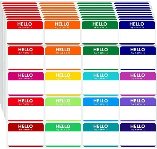 Etichette per nome colorate - Multifunzionali - Set da 10 fogli - 7,62 cm x 5,08 cm