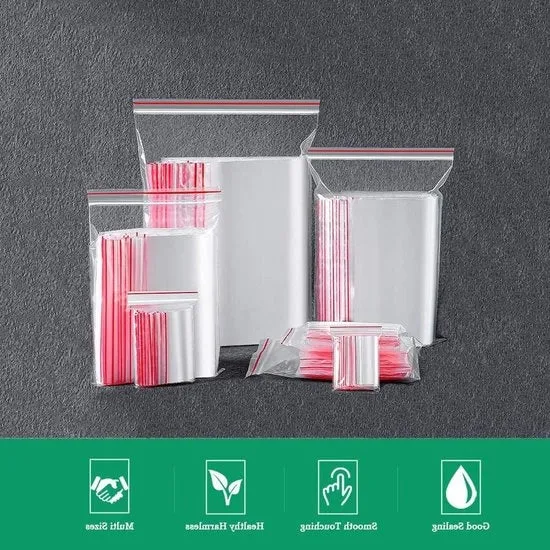 Sacchetti di plastica trasparenti - contenitori riutilizzabili - contenitori di archiviazione per la cucina - articoli da ufficio - contenitori per gioielli - B5 x 7 cm 200 sacchetti per congelatore