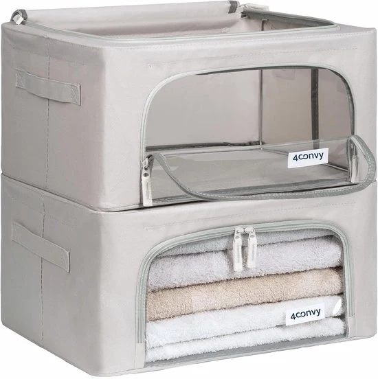 Cassa di stoccaggio di abbigliamento pieghevole con chiusura a zip - cassa di abbigliamento ideale - 1 pezzo - oro